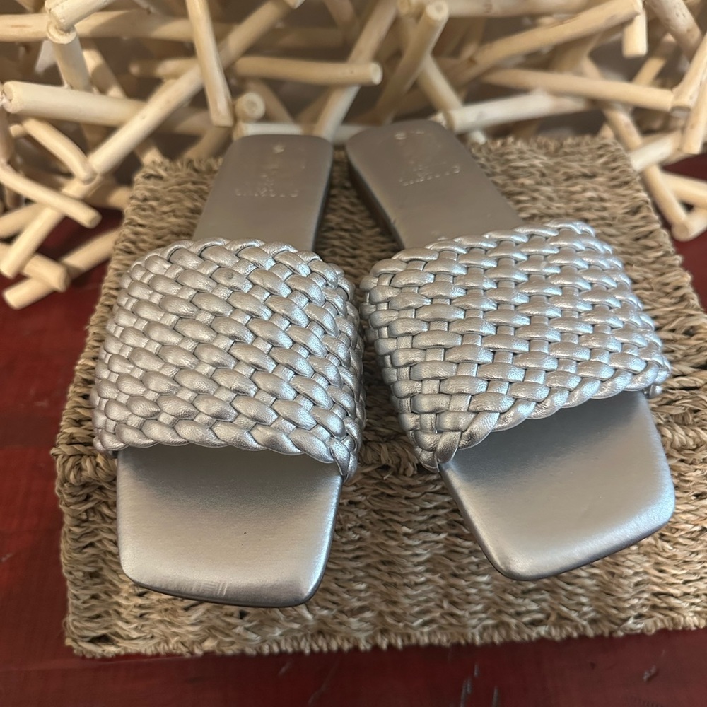 Vince Camuto Silver Woven Sandals (New)
